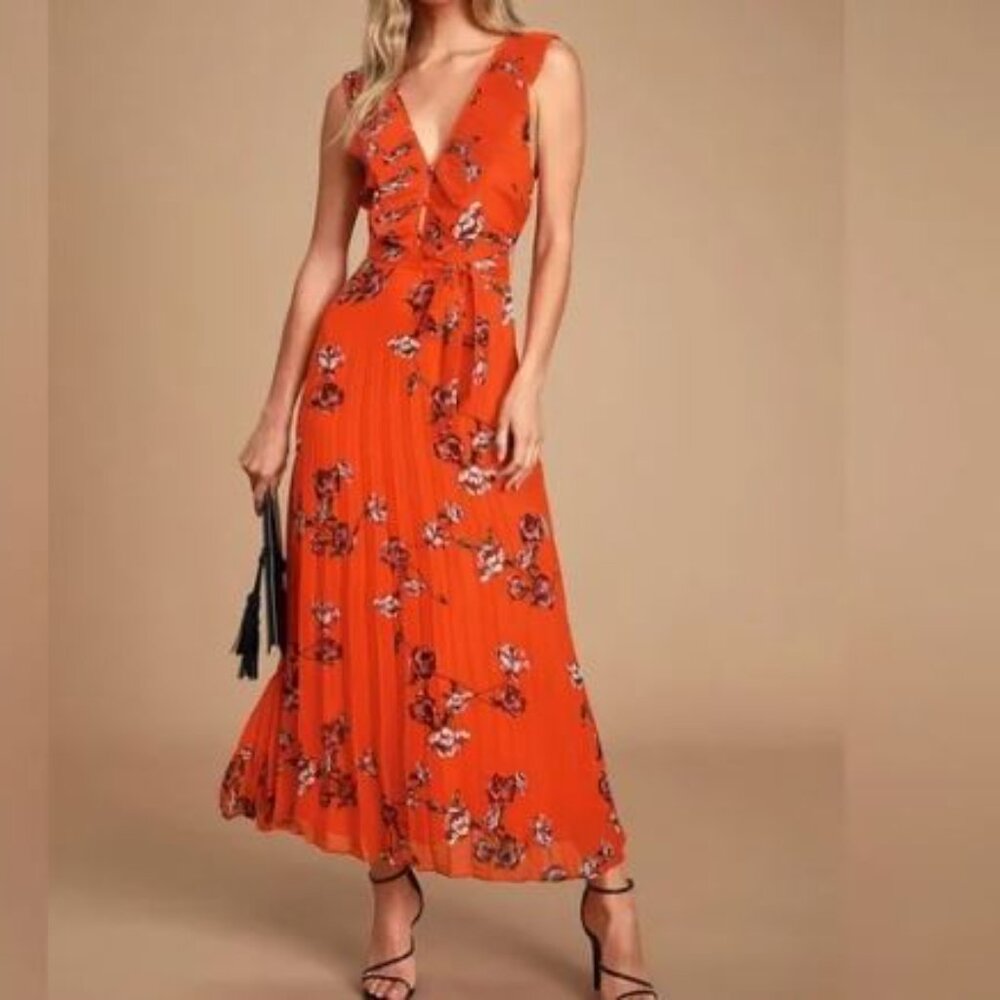 NWT Lulus Loved By You Floral Pleated Max Dress Size XL